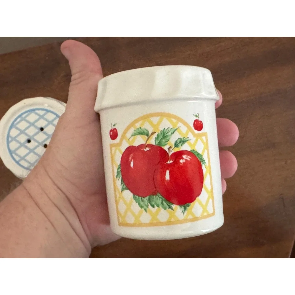 Vintage Himark Ceramic Salt and Pepper Shakers Set Fruit Jar Apple and Pear